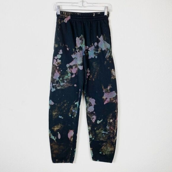 Black Colorful Bleach Dyed Sweatpants - Picture 1 of 4